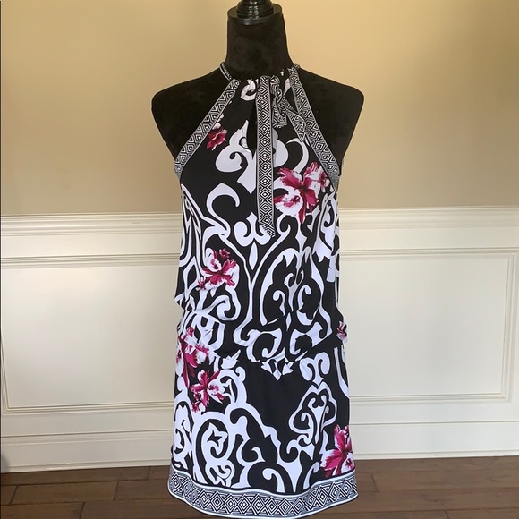 WHBM Tie Around Neck Patterned Dress EUC - Picture 2 of 8